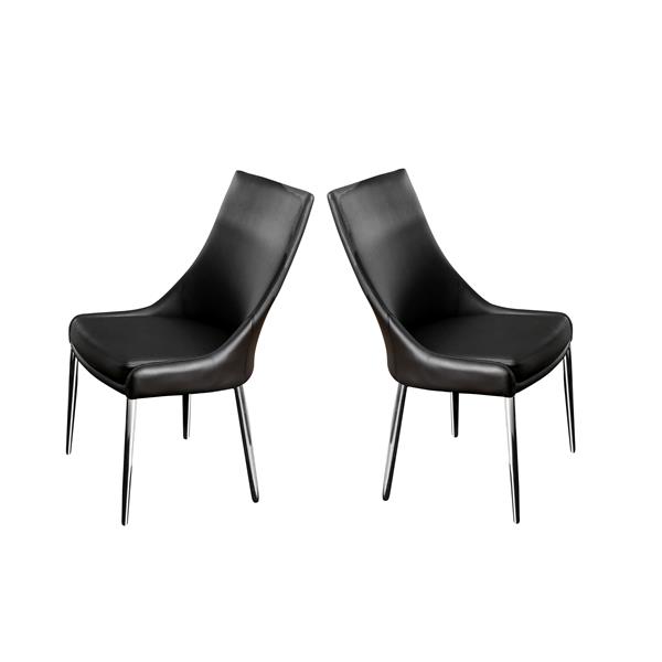 Eisen Contemporary Faux Leather Side Chairs in Black - Set of Two 