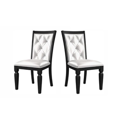 Morgen Contemporary Tufted Side Chairs in Black and Silver - Set of Two 