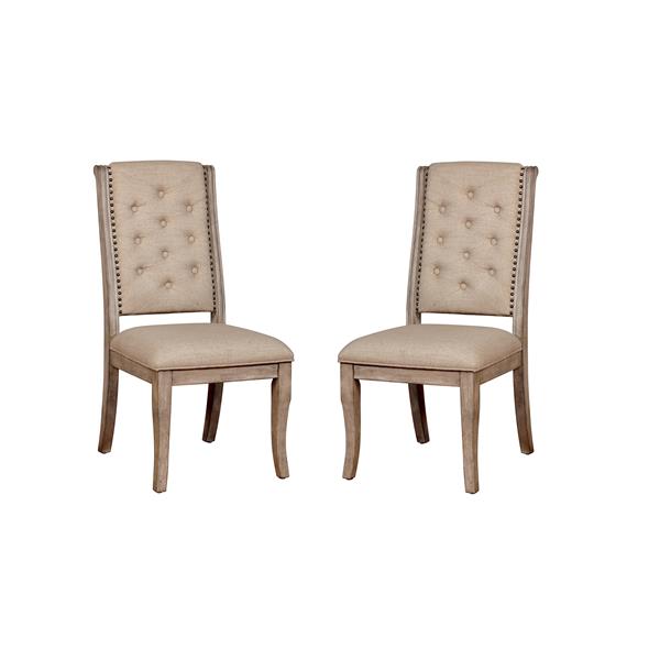 Venna Rustic Button Tufted Side Chairs in Natural Tone - Set of Two 