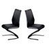 Amia Contemporary Faux Leather Side Chairs in Black and Chrome - Set of Two