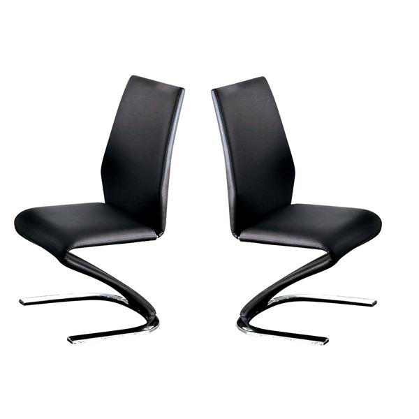 Amia Contemporary Faux Leather Side Chairs in Black and Chrome - Set of Two 