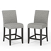 Shielle Rustic Padded Counter Height Chairs in Light Gray - Set of Two