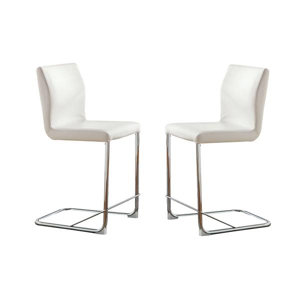 Xavia Contemporary Padded Counter Height Chairs in Distressed White - Set of Two 