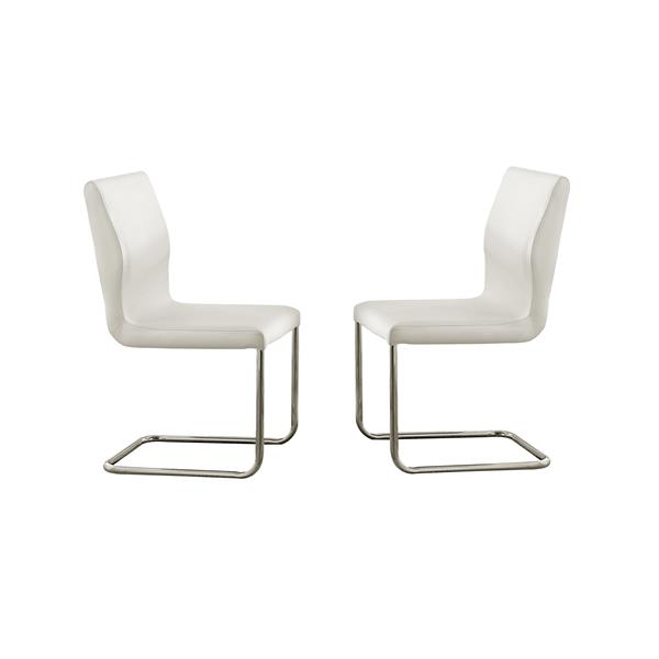 Xavia Contemporary Faux Leather Side Chairs in White - Set of Two 