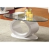 Lyndie Contemporary Glass Top Coffee Table - White