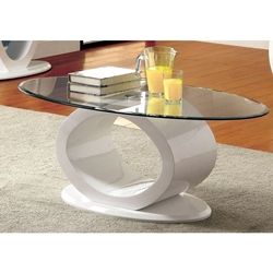 Lyndie Contemporary Glass Top Coffee Table - White 