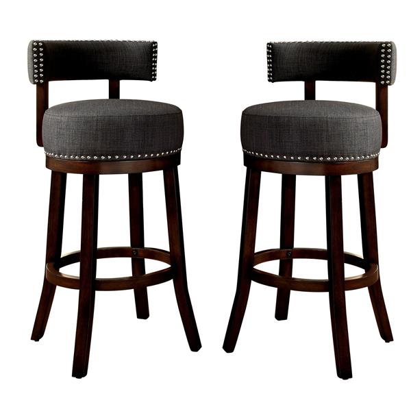 Martin Contemporary Swivel Bar Stools in Gray - Set of Two 