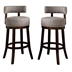 Martin Contemporary Swivel Bar Stools in Light Gray - Set of Two