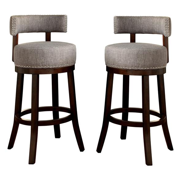 Martin Contemporary Swivel Bar Stools in Light Gray - Set of Two 