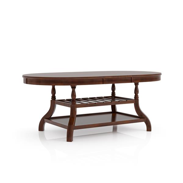 Gemini Transitional Dining Table with Leaf - Brown Cherry 