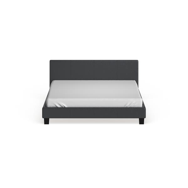 Ameena Contemporary Faux Leather Eastern King Bed in Gray 