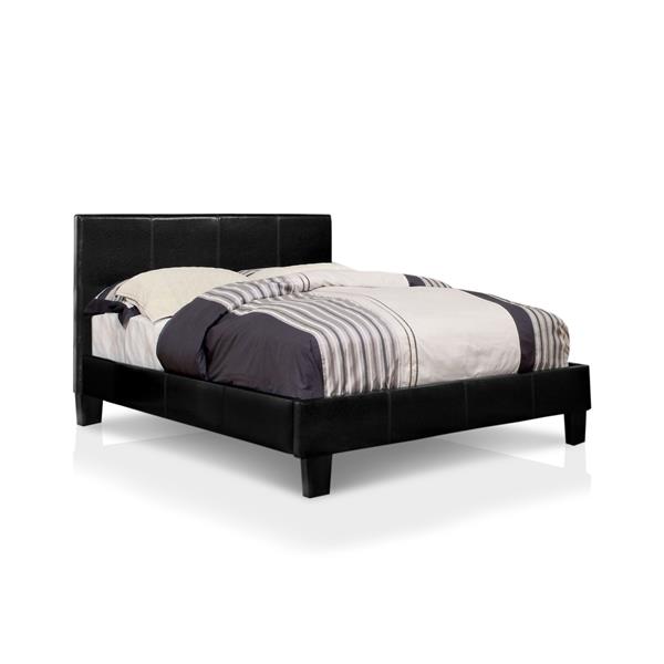Ameena Contemporary Faux Leather Twin Platform Bed in Espresso 