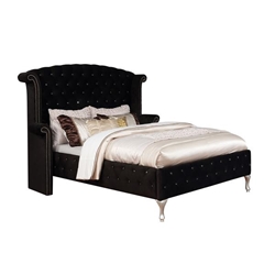 Clerita Transitional Wingback Tufted Eastern King Bed in Black 