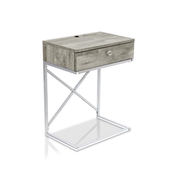 Kylie End Table with USB Port in Light Gray 