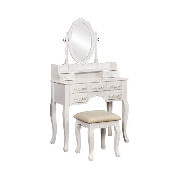 Cambriah Traditional Wood Vanity Set in White 