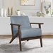 August Accent Chair with Solid Rubberwood Frame and Blue Gray Velvet Fabric - Dark Walnut Finish Frame - HME1000