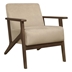 August Accent Chair with Solid Rubberwood Frame and Light Brown Velvet Fabric - Dark Walnut Finish Frame