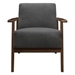 August Accent Chair with Solid Rubberwood Frame and Dark Gray Velvet Fabric - Dark Walnut Finish Frame - HME1002