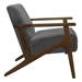 August Accent Chair with Solid Rubberwood Frame and Dark Gray Velvet Fabric - Dark Walnut Finish Frame - HME1002