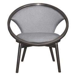 Lowery Accent Chair with Solid Rubberwood Frame and Gray Tweed Herringbone Fabric - Dark Charcoal Finish Frame 