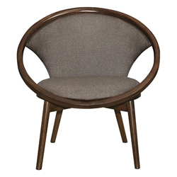 Lowery Accent Chair with Solid Rubberwood Frame - Textured Chocolate Fabric - Walnut Finish Frame 