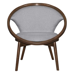 Lowery Accent Chair with Solid Rubberwood Frame and Gray Tweed Herringbone Fabric - Walnut Finish Frame 