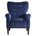 Kyrie Accent Chair with Solid Wood Frame - Tufted Back - Blue Velvet Fabric Upholstery and Dark Brown Finish Legs - HME1016