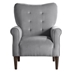 Kyrie Accent Chair with Solid Wood Frame - Dark Gray Velvet Fabric Upholstery - Dark Brown Finish Legs