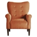 Kyrie Accent Chair with Solid Wood Frame - Orange Velvet Fabric - Tufted Back and Dark Brown Finish Legs - HME1018