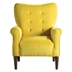 Kyrie Accent Chair with Solid Wood Frame - Yellow Velvet Fabric - Dark Brown Finish Legs