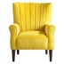 Urielle Accent Chair with Solid Wood Frame - Yellow Velvet Fabric and Dark Brown Finish Legs