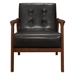 Alby Accent Chair with Solid Rubberwood Frame and Dark Brown Faux Leather Upholstery - Dark Walnut Finish Frame - HME1032