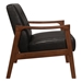 Alby Accent Chair with Solid Rubberwood Frame and Dark Brown Faux Leather Upholstery - Dark Walnut Finish Frame - HME1032