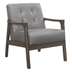 Alby Accent Chair with Solid Rubberwood Frame - Gray Faux Leather Upholstery - Button Tufted Back and Light Gray Finish Frame