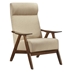 Kalmar Accent Chair with Solid Rubberwood Frame and Brown Textured Fabric Upholstery - Walnut Finish Frame