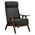 Kalmar Accent Chair with Solid Rubberwood Frame and Dark Gray Textured Fabric Upholstery - Walnut Finish Frame