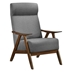 Kalmar Accent Chair with Solid Rubberwood Frame and Gray Textured Fabric Upholstery - Walnut Finish Frame