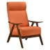 Kalmar Accent Chair with Solid Rubberwood Frame and Orange Textured Fabric Upholstery - Walnut Finish Frame