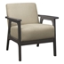 Ocala Accent Chair with Solid Rubber Wood Frame and Textured Light Brown Fabric - Antique Gray Finish Frame