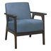 Ocala Accent Chair with Solid Rubber Wood Frame and Textured Blue 100% Polyester Fabric - Antique Gray Finish Frame