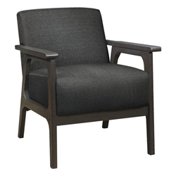 Ocala Accent Chair with Solid Rubber Wood Frame and Textured Dark Gray Fabric Upholstery - Antique Gray Finish Frame 