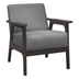 Ocala Accent Chair with Solid Rubberwood Frame and Textured Gray Fabric Upholstery - Antique Gray Finish Frame