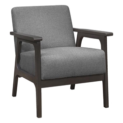 Ocala Accent Chair with Solid Rubberwood Frame and Textured Gray Fabric Upholstery - Antique Gray Finish Frame 