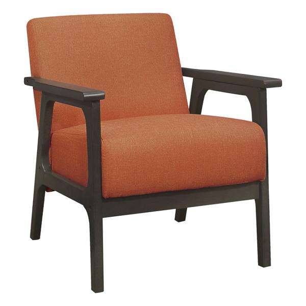 Ocala Accent Chair with Solid Rubber Wood Frame and Textured Orange Fabric - Antique Gray Finish Frame 