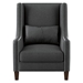 Keller Accent Chair with Kidney Pillow - Dark Gray 100% Polyester Upholstery - Espresso Finish Wood Legs - HME1056