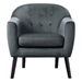 Quill Accent Chair with Solid Wood Frame - Gray Velvet Fabric - Dark Brown Oak Finish Legs - HME1059