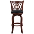 Swivel Pub Chair with Dark Cherry Solid Wood Frame - Padded Back - Black Faux Leather Upholstery and Dark Cherry Finish Legs