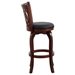 Swivel Pub Chair with Dark Cherry Solid Wood Frame - Padded Back - Black Faux Leather Upholstery and Dark Cherry Finish Legs - HME1063