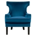 Lapis Accent Chair with Solid Wood Frame - Blue Velvet Fabric - Nailhead Trim - Black Finish Legs