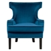 Lapis Accent Chair with Solid Wood Frame - Blue Velvet Fabric - Nailhead Trim - Black Finish Legs - HME1077